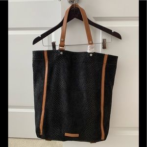 BCBG Maxazria Black/ Tan Leather Suede Bag & pouch